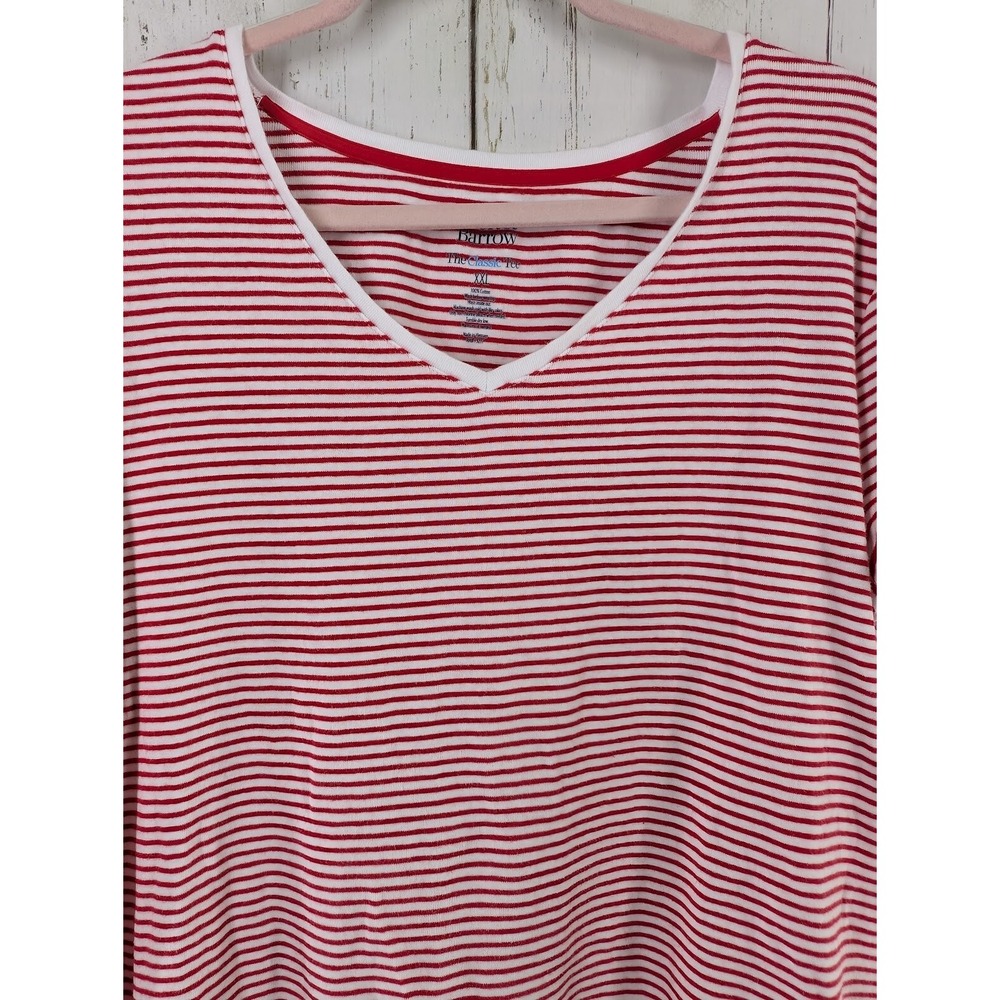 Croft Barrow Size XXL Womens Red White Striped Short Sleeve Cotton‎ Classic Tee - Picture 3 of 7